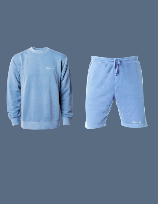 Elijah Lee Light Blue Crewnecks and Shorts Set